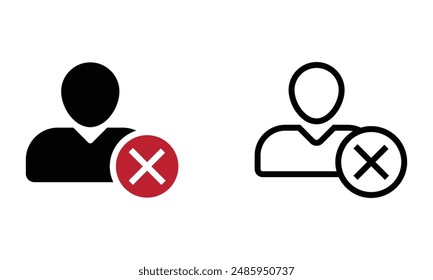 Profile account with cross symbol, account deleted icon vector