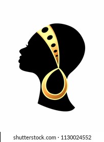 profile of an African woman  in golden band