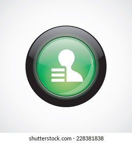 profile application glass sign icon green shiny button. ui website button  