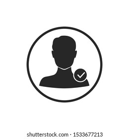 Profile approved icon. Check mark. Vector illustration