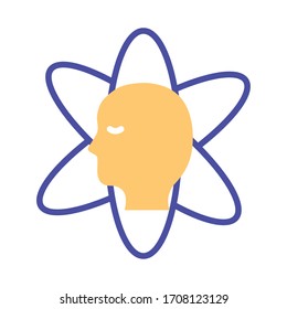 profile with atom orbits mental health line style vector illustration design