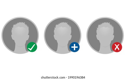Profile avatar add, correct and delete. vector