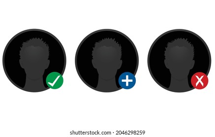 Profilavatar hinzufügen, korrigieren und löschen. Vektorgrafik