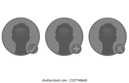 Perfil de avatar añadir, corregir y borrar. vector