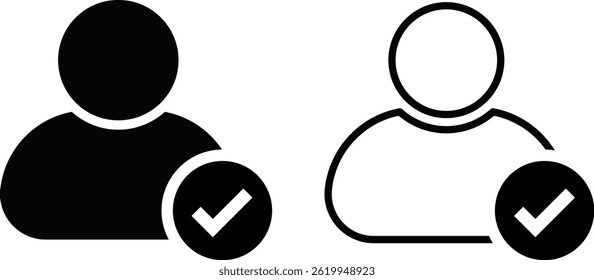 Profil-Avatar mit Symbolsatz für Auswahlfelder. hat das genehmigte Profil des Benutzerkontos überprüft. Symbol für Benutzerakzeptanz
