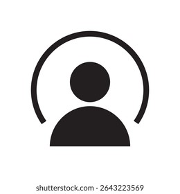 Ícone do círculo do avatar do perfil. Símbolo icônico de pessoa com círculo, perfeito para formulários sociais, aplicativos ou de contato.