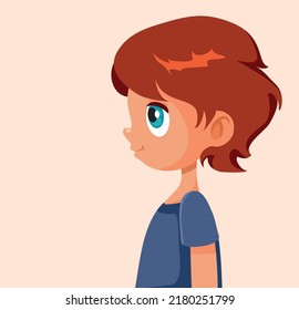 
Profile Avatar of a Cute Little Boy Smiling Vector Cartoon Illustration. Portrait of a happy child from a side view
