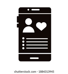 profile avatar with heart in smartphone block style icon vector illustration design