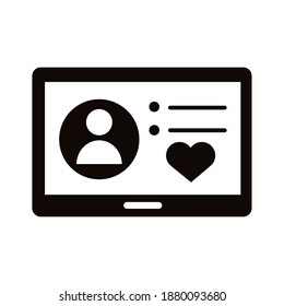 profile avatar with heart in tablet block style icon vector illustration design