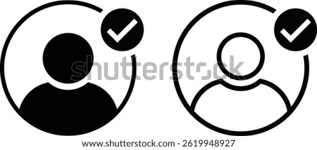 profile avatar icon with active status. Users accept icon symbols. checked user 
