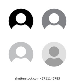 Profil-Avatar-Symbol in Graustufen eingestellt. Standardkonto- und Social-Media-Benutzersymbol