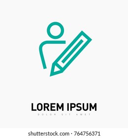 Profile avatar with pencil line vector icon
