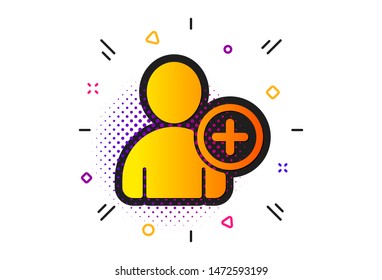 Profile Avatar sign. Halftone circles pattern. Add User icon. Person silhouette symbol. Classic flat add User icon. Vector