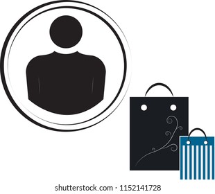 profile and bags icon vector