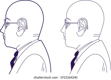 男 横顔 イラスト ハゲ のイラスト素材 画像 ベクター画像 Shutterstock