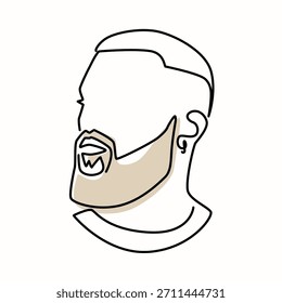 Perfil de un hombre barbudo dibujo de una línea. Perfil de un hombre barbudo ilustración de una sola línea. Perfil de un hombre barbudo arte de línea minimalista. Perfil de un hombre barbudo Arte vectorial
