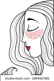 Profile of a beautiful girl on a white background
