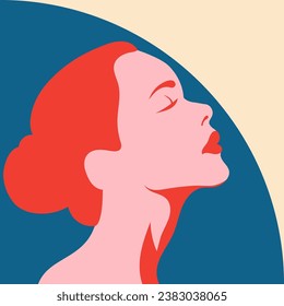 Profile of a beautiful girl. Vector illustration in flat, simple style. Design element for posters, prints for clothing, banners, covers, websites, social networks, logo