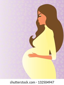 Profile beautiful pregnant women, vector