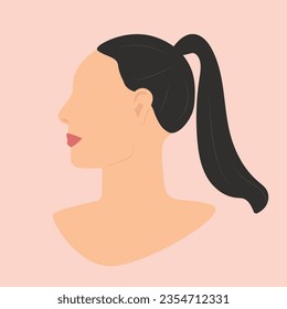 profile of a beautiful woman with a ponytail -vector illustration