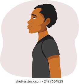 
Profile of a Black Ethnicity Man Vector Illustration. Side view of a guy of African American ethnicity 
