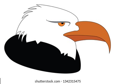 Profile of a black and white eagle vector illustration on white background 