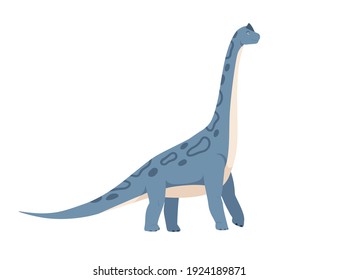 Profile of brachiosaurus dino. Extinct dinosaur of ancient jurassic period. Prehistorical character. Colored flat cartoon vector illustration isolated on white background