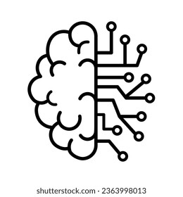 profile brain artificial isolated icon