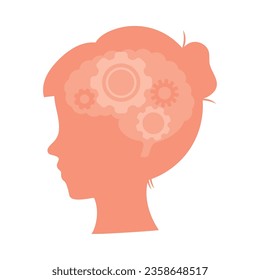 profile brain with cog wheels vector isolated