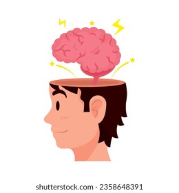 vector de diseño cerebral de perfil aislado