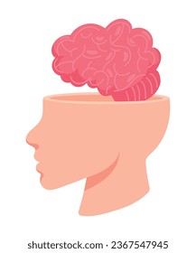 profile brain head illustration isolated
