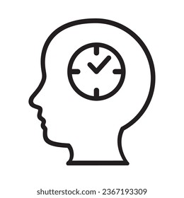 profile brain icon clock vector isolated