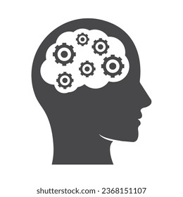 profile brain icon cog wheels vector isolated