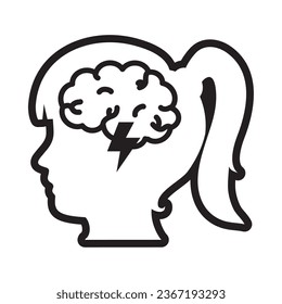 profile brain icon with energy vector isolated