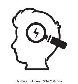 profile brain icon loupe vector isolated