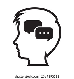 profile brain icon message bubble vector isolated