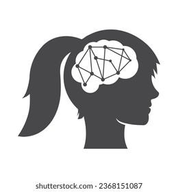 profile brain icon woman vector isolated