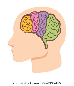 profile brain mind illustration isolated