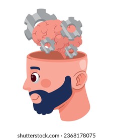 profile brain process illustration isolated
