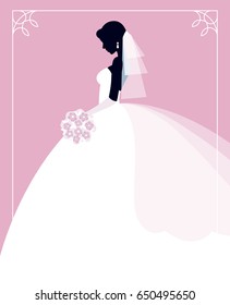 Profile of the bride in a wedding dress with a bouquet of flowers in her hands/Profile of the bride in a wedding dress with a bouquet of flowers in her hands Stock vector illustration