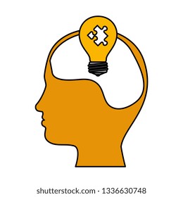 profile with bulb and puzzle