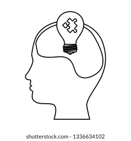 profile with bulb and puzzle