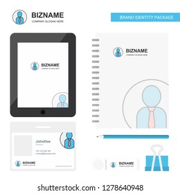 Profile Business Logo, Tab App, Diary PVC Employee Card and USB Brand Stationary Package Design Vector Template