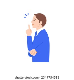 Profile of a businessman who got a hint. Male business person illustration material.