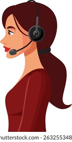 
Perfil de uma ilustração do vetor feminino da operária do call center. Mulher que trabalha em um call center e atende chamadas telefônicas
