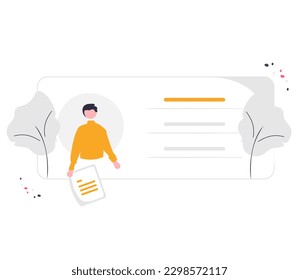 Profile card with personal information data customer statistics flat vector illustration isolated on white background