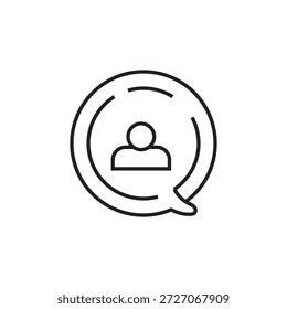 Profile Chat Icon Outline Vector Editable Line User Message Illustration EPS