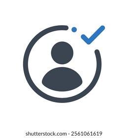 Profile Check Approved Icon On White Background