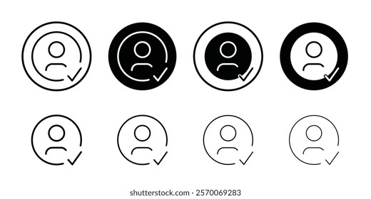 Profile check icon Outline vector for web ui