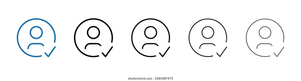 Profile check icon Outline vector logo for web ui